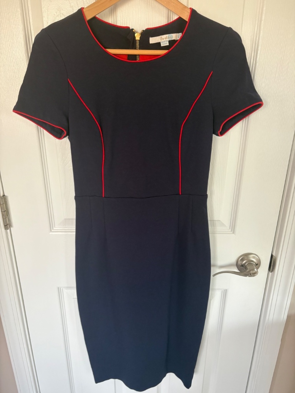 Boden Dress Navy Blue Fitted Short Sleeve Sheath Size 4 - Picture 11 of 16